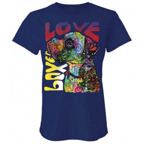 Boxer LUV - Dean Russo Dog Modern Art - Ladies Cotton T-Shirt