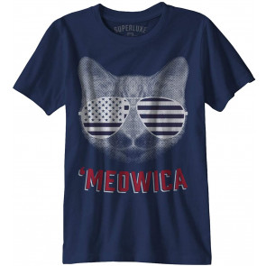 Boys Girls Kids 4th Of July Meowica T-Shirt