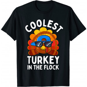 Boys Thanksgiving Kids Toddler Coolest Turkey In The Flock T-Shirt