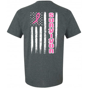 Breast Cancer Survivor American Flag T-Shirt