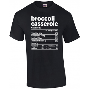 Broccoli Casserole Nutrition Thanksgiving Food Facts Xmas T-Shirt