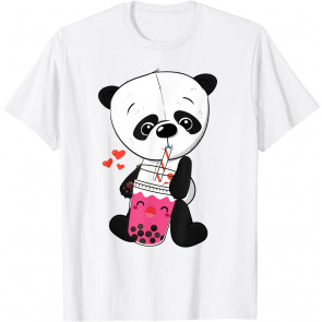 Bubble Kawaii Panda Drinking Boba Tea T-Shirt