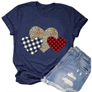 Buffalo Plaid & Leopard Heart T-Shirt