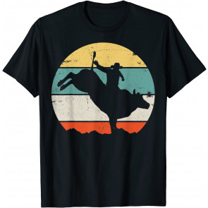 Bull Riding Rodeo Cowboy Western Country Retro Vintage T-Shirt