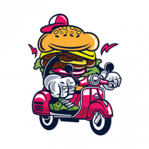 Burger On A Scooter Tshirt