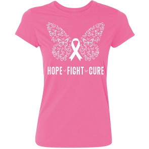 Butterfly Ribbon Pink Hope Fight Cure I Breast Cancer Awareness Support  T-Shirt
