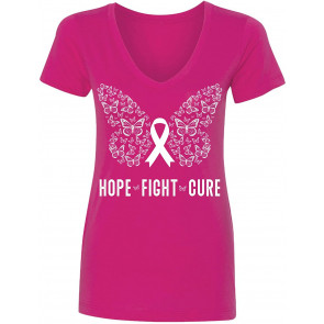 Butterfly Ribbon Pink Hope Fight Cure I Breast Cancer Awareness Support  T-Shirt