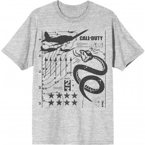Call Of Duty Video Game Planes & Snake Battle Elements Light Grey Graphic T-Shirt