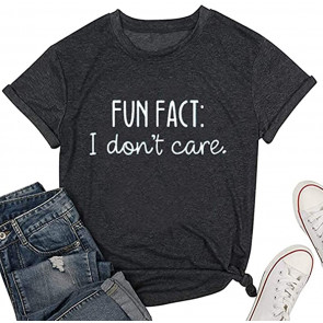Calvin Fun Fact L Don't Care Letter Print T-Shirt