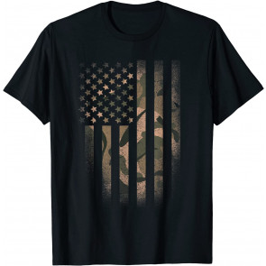 Camo American Flag Usa Military Tactical Camouflage Desert T-Shirt