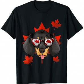 Canadian Dachshund Dog Maple Leaf Patriotic Canada Flag T-Shirt