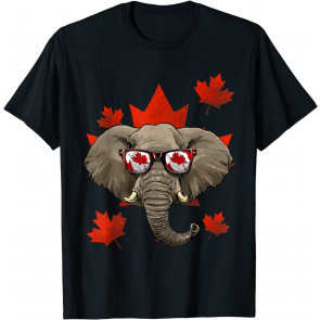 Canadian Elephant Maple Leaf Patriotic Canada Flag T-Shirt