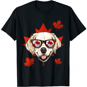 Canadian Golden Retriever Maple Leaf Patriotic Canada Flag T-Shirt
