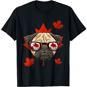 Canadian Pug Dog Maple Leaf Patriotic Canada Flag T-Shirt