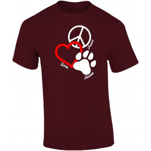 Canine Pet Rescue CPR Peace Love Rescue With Pawprint T-Shirt