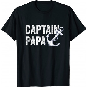 Captain Papa Pontoon Gift Lake Sailor Fishing Boating T-Shirt