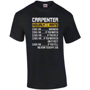 Funny Vintage Carpenter Apparel Woodworking Hourly Rate T-Shirt