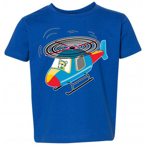 Cartoon Helicopter With Bear Pilot Humor Toddler Crew T-Shirt
