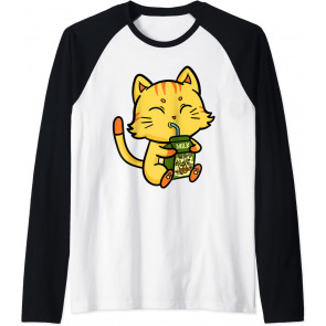 Cat Kitten Drinking Vanilla Milk Anime Manga Kawaii T-Shirt