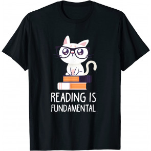 Cat Reading Apparel Literature Bookworm Reading Fundamental T-Shirt