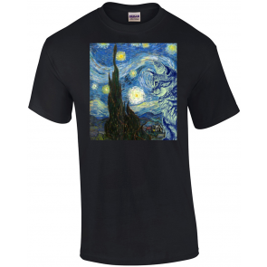 Cat On Painting Starry Night Cat Lovers Kitten Owners Gift T-Shirt