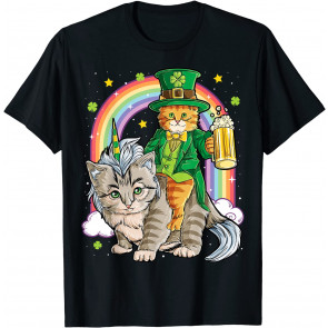 Cat Unicorn Leprechaun St Patricks Day Women Caticorn Beer T-Shirt
