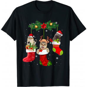 Cats In Christmas Sock T-Shirt