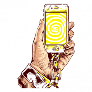 Cell Phone Hand Cuff Surreal Graphic Tshirt