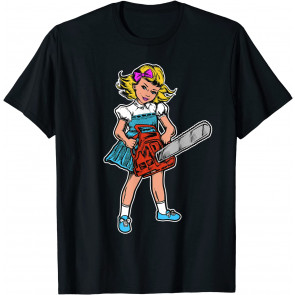 Chainsaw Girl Goth Punk Emo Retro Vintage Horror Movie Fan T-Shirt