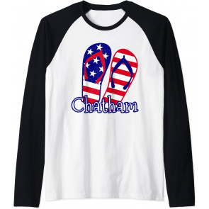 Chatham Cape Cod Patriotic American Flag Beach Flip Flops T-Shirt