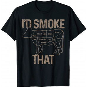 Chef Butcher Cook BBQ I'd Smoke That Cow Beef T-Shirt