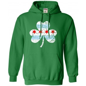 Chicago Flag Shamrock Irish Clover Sweat T-Shirt