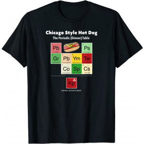 Chicago Style Hot Dog Periodic Table Condiments Bun Mustard T-Shirt
