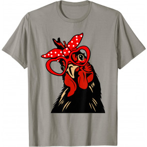 Chicken With Bandana Headband And Glasses Cute T-Shirt