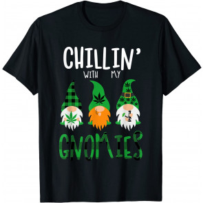 Chiling With My Gnomies Cannabis Gnome Christmas Marijuana T-Shirt