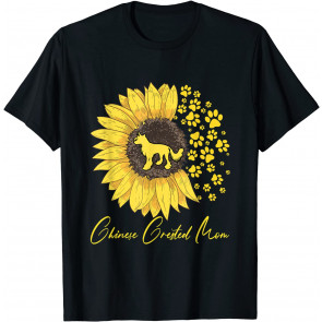 Chinese Crested Mom Sunflower Chinese Crested Gifts Dog Mom T-Shirt