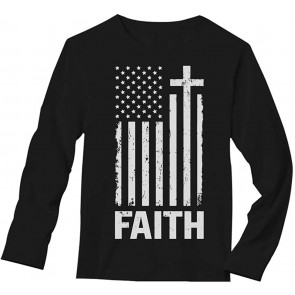 Christian Distressed White USA Flag Cross Have Faith T-Shirt