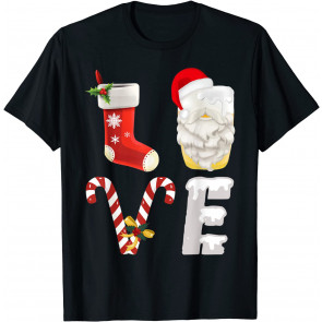 Christmas Beer Santa Love Beer Outfit Beer Lover T-Shirt