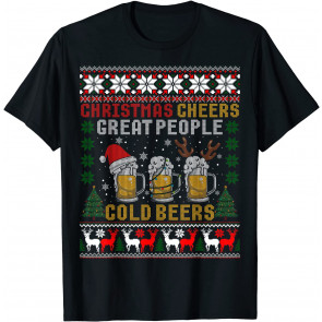 Christmas Cheers Cold Beer Lover Xmas Gifts Ugly  T-Shirt