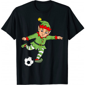 Christmas Elf Kicking Soccer Ball T-Shirt