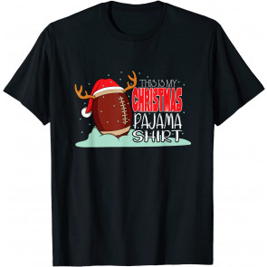 Christmas Football Ball Santa Hat T-Shirt