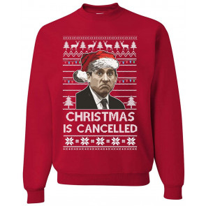 Christmas Is Cancelled Santa Michael Scott Office Ugly Christmas  T-Shirt