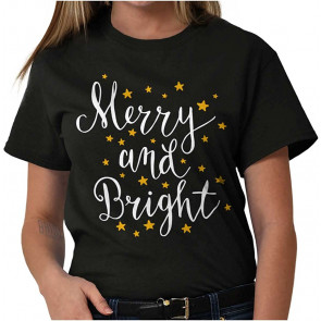 Christmas Merry And Bright Star Womens Graphic T-Shirt