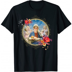 Christmas Nativity Star Blessed Mother Mary Jesus Catholic T-Shirt