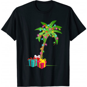 Christmas Palm Tree Coconut Lights Beach Hawaii Xmas Gifts T-Shirt