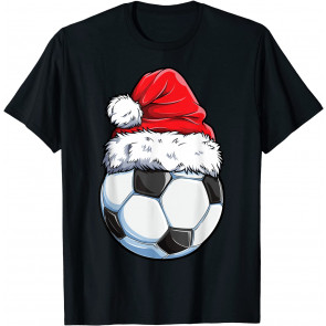 Christmas Soccer Ball Santa Hat T-Shirt