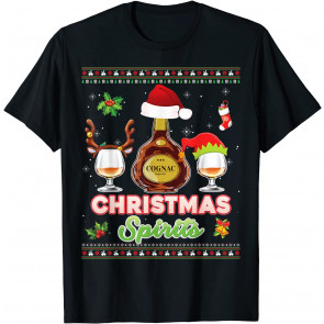 Christmas Spirits Cognac Brandy Drinking Santa Merry Xmas T-Shirt