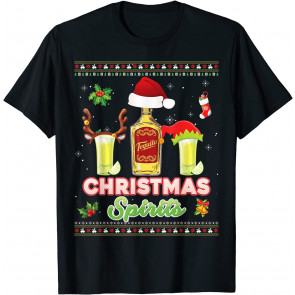 Christmas Spirits Tequila Mexican Drinking Santa Merry Xmas T-Shirt