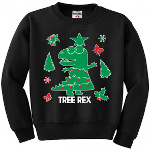 Christmas Trex Tree Rex Ugly Christmas  Boys Crewneck Graphic Sweat T-Shirt