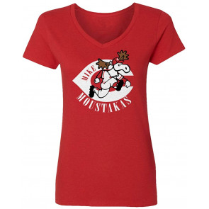 Cincinnati Fans Mike Moose Old Logo Womens Vneck T-Shirt